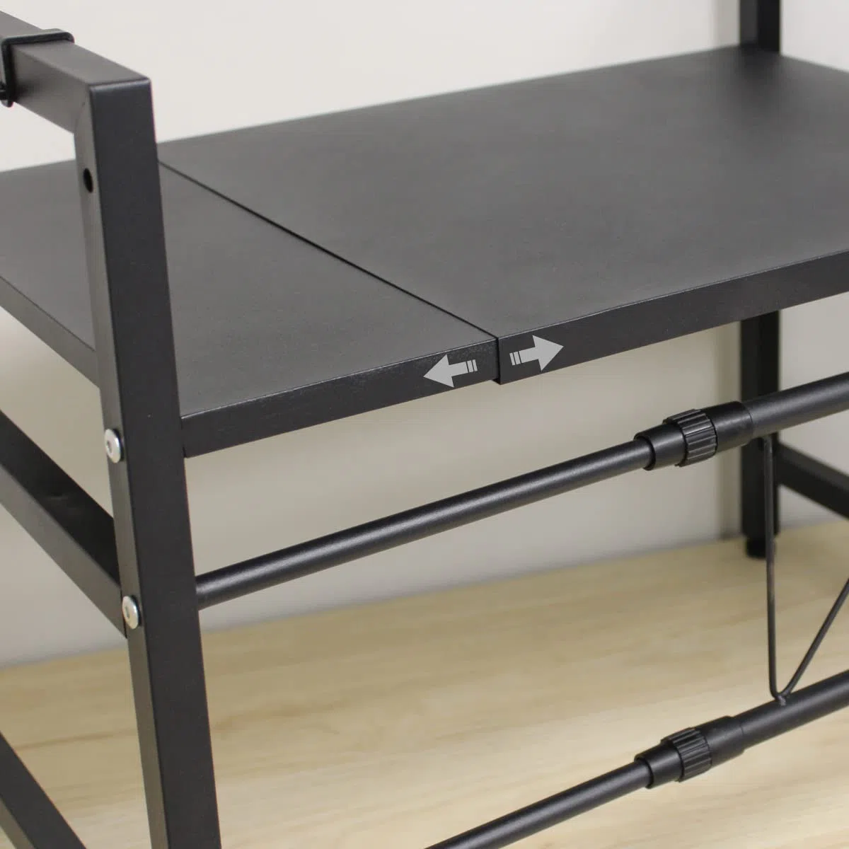 HOLMIOS Soporte para Microondas Extensible | Estante Organizador para Encimera | Multiusos | hasta 20kg | Estable y Antideslizante | 2 Niveles | Color Negro