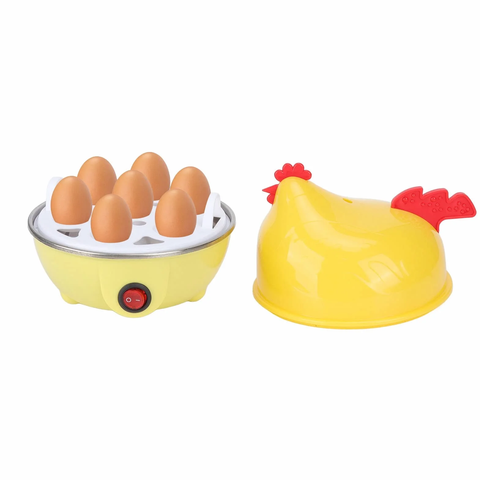 Hervidor de Huevos Eléctrico, Hervidor de Huevos Rápido con Apagado Automático para Huevos Duros, Huevos Escalfados, Huevos Revueltos, Tortillas(Amarillo)