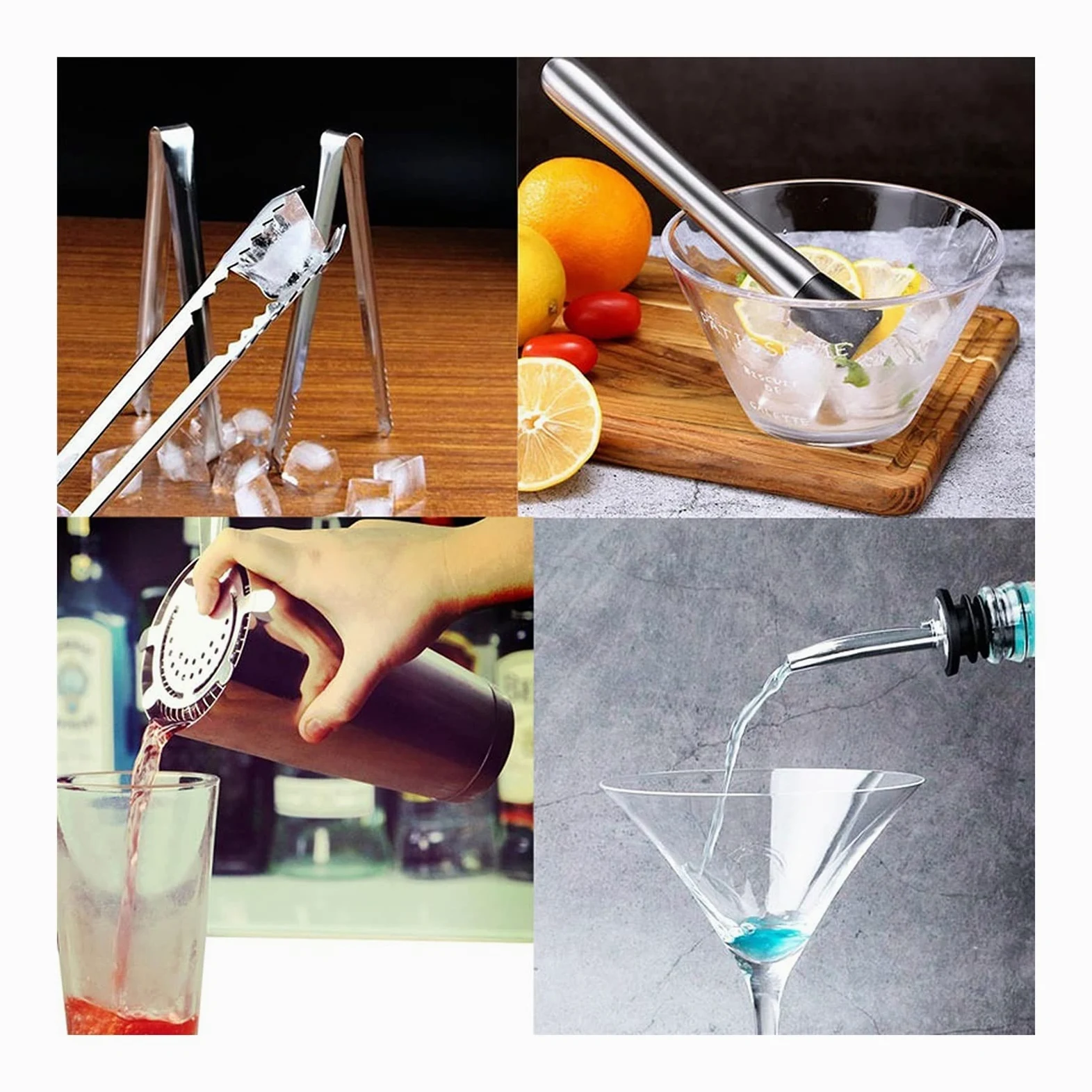 Liudan Coctelera para Cócteles Coctel Shaker Set Boston Bartender Kit con Soporte Acero Inoxidable Cóctel Coctelero Profesional Home Bar Herramientas Beber Fiesta Accesorios Juego de cóctel