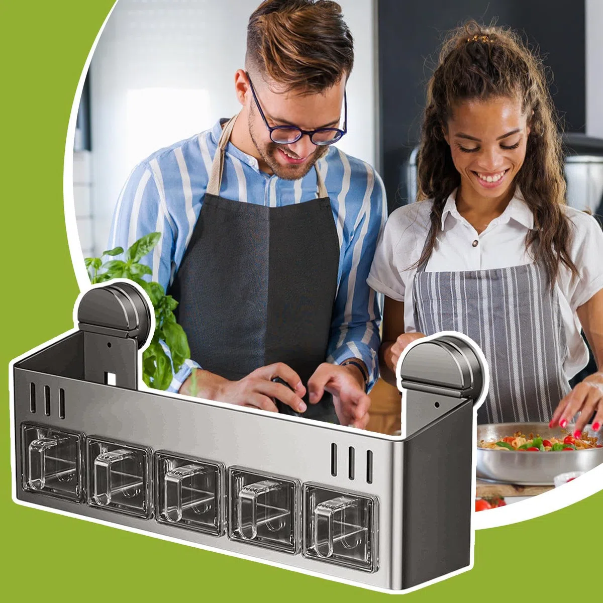 Generisch Organizador de especias, botes de especias con , soporte de pared para vasos, botellas, cocina, especias, sin taladrar, para mostrador de almacenamiento, encimera