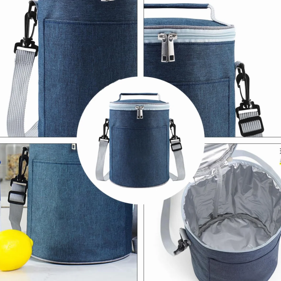 jojofuny 1pieza Bolsa Térmica para Almuerzo Mediana de Aluminio Portátil con Aislamiento de Oxford Bolsa Isotérmica para Comida de Camping y Trabajo Contenedor de Almacenamiento Resistente