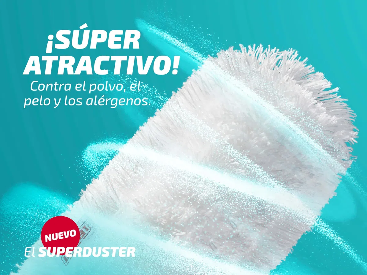 Leifheit SUPERDUSTER con Funda de Repuesto, Plumero Largo Extensible, Lavable a 40º, Tejido de Microfibra, Compatible con el Click System de Leifheit, Lavar no Tirar