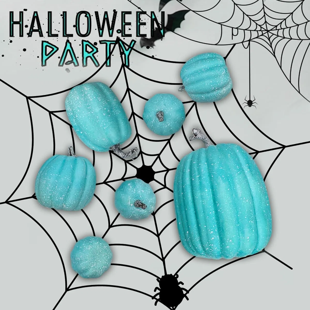 7 Piezas de Calabazas Artificiales Azules, Calabazas de Espuma para otoño, Temporada de otoño, Halloween, día Festivo, Festival, Decoraciones de Mesa (Azul)
