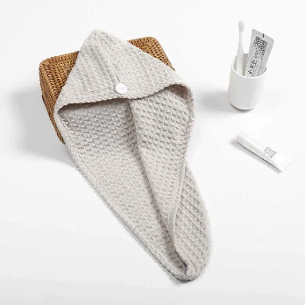 Nueva 1 pieza de tela de gofre blanca después de la ducha toalla de secado rápido sombrero turbante cabeza envoltura herramienta de baño (color: estilo 2) (blanco)
