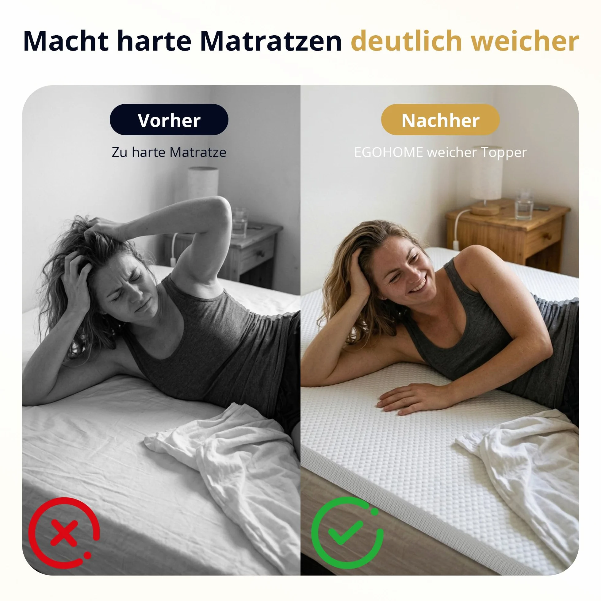 Ego Home Topper para colchones de 140 x 190 cm, 5 cm de Altura, de Espuma viscoelástica con Certificado Öko-Tex, extraíble y Lavable, para Cama con somier, colchones, sofá Cama