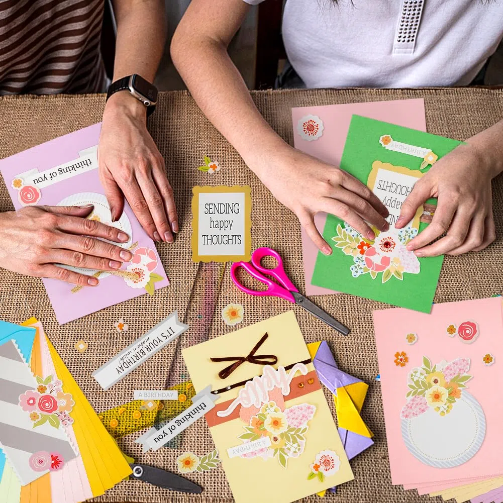 AHANDMAKER Kits para Hacer Tarjetas de Papel, Coloridos Kits de Tarjetas de felicitación Hechos a Mano para Tarjetas del día de San Valentín, Tarjetas de Pascua, Invitaciones de cumpleaños, Sobres y