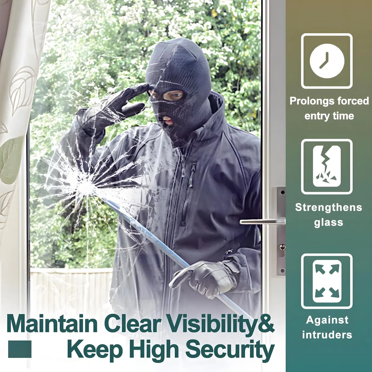 NIDOJP Película de seguridad transparente de 8 mm para ventanas de vidrio, película de vidrio templado antiroturas para el hogar y la oficina