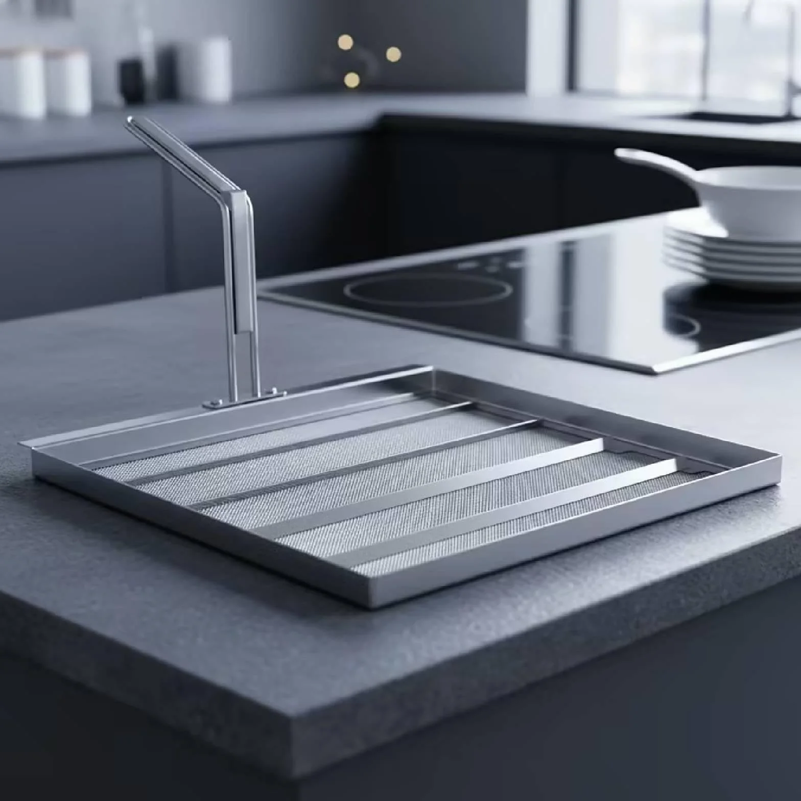 Amagogo Filtro freidora malla, colador aceite, almacenamiento, fácil instalación, resistente, para cocinas, repuesto, accesorio alta