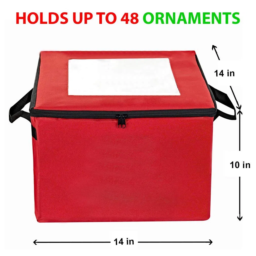 ProPik Caja de Almacenamiento de Adornos de Navidad, Organizador con Capacidad para hasta 48 Bolas de Navidad con 3 bandejas extraíbles separadas, el Recipiente Tiene separadores para organizar
