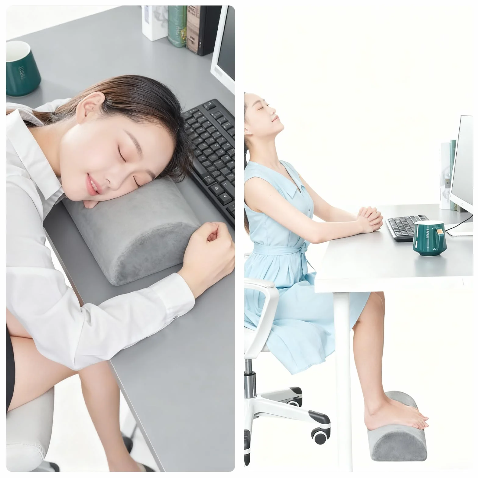 Almohada Piernas Dormir, Almohada Rodillas para Dormir en Forma de Media Luna, de Memory Foam, Alivia el Dolor de Espalda y Caderas, Ideal para Dormir de Lado y para Fisioterapia