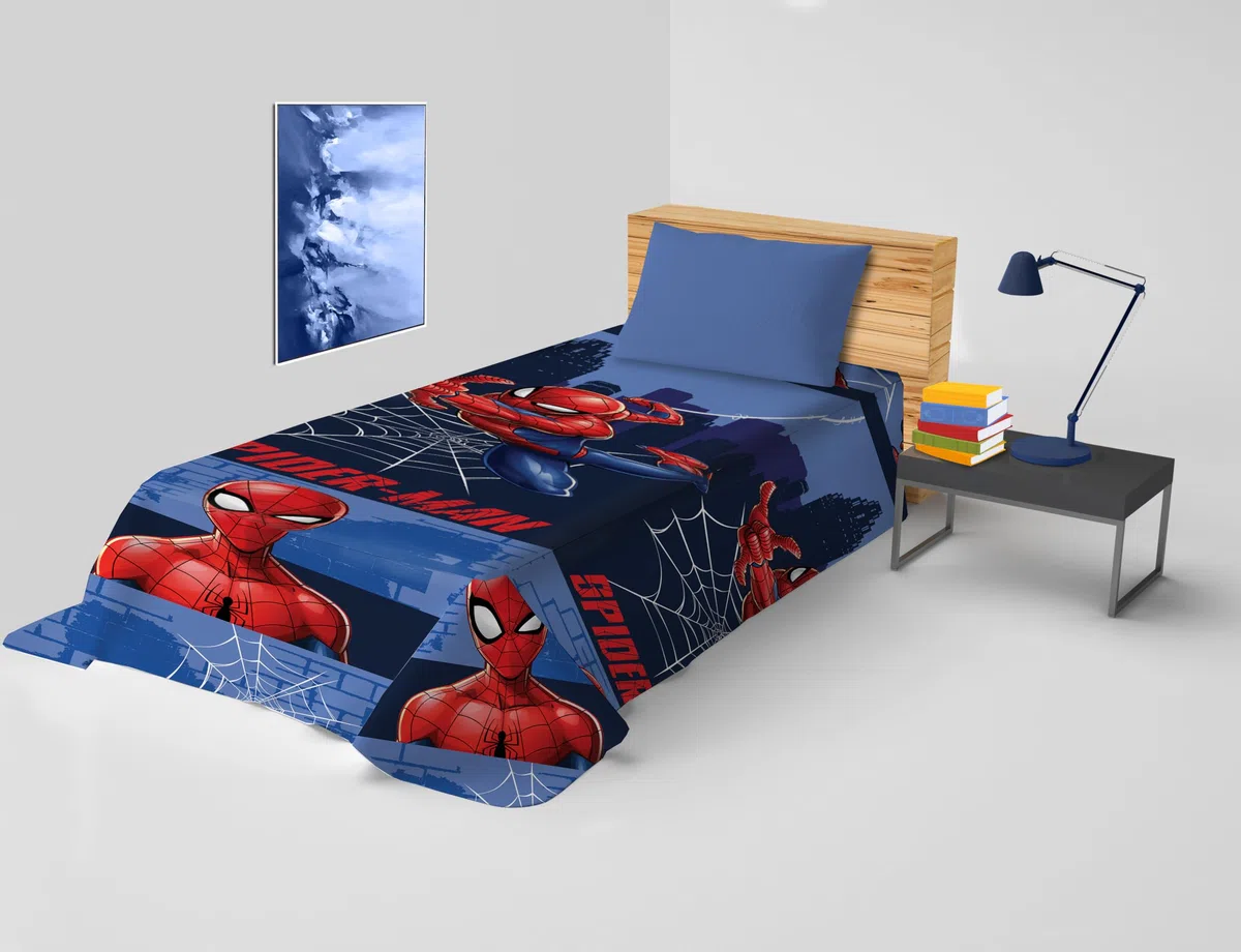 Spiderman - Colcha para Cama Individual Disney, Colcha primaveral no Acolchada, Colcha Individual para niño, 170 x 270 cm, 100% algodón, Disney, Marvel