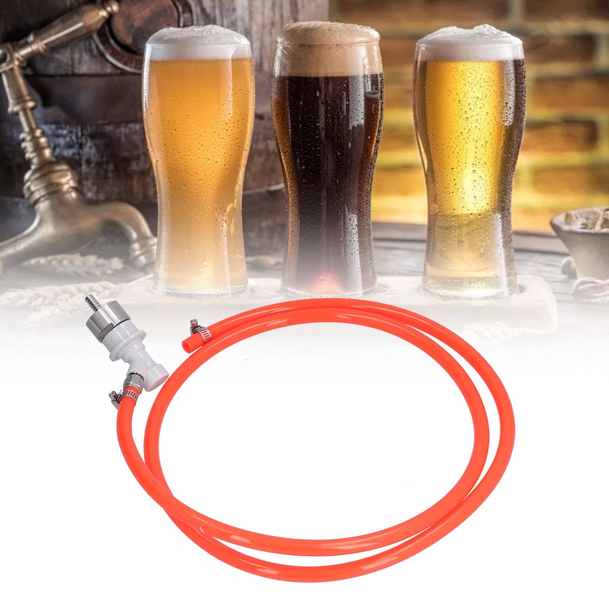 Conjunto de Línea de Bloqueo de Bola, 1,7 M Conjunto de Línea de Cerveza de Bloqueo de Bola con Tapa de Carbonatación de 5/16 Pulgadas Accesorios de Barril de Cerveza para Sistema de Elaboración de Ce