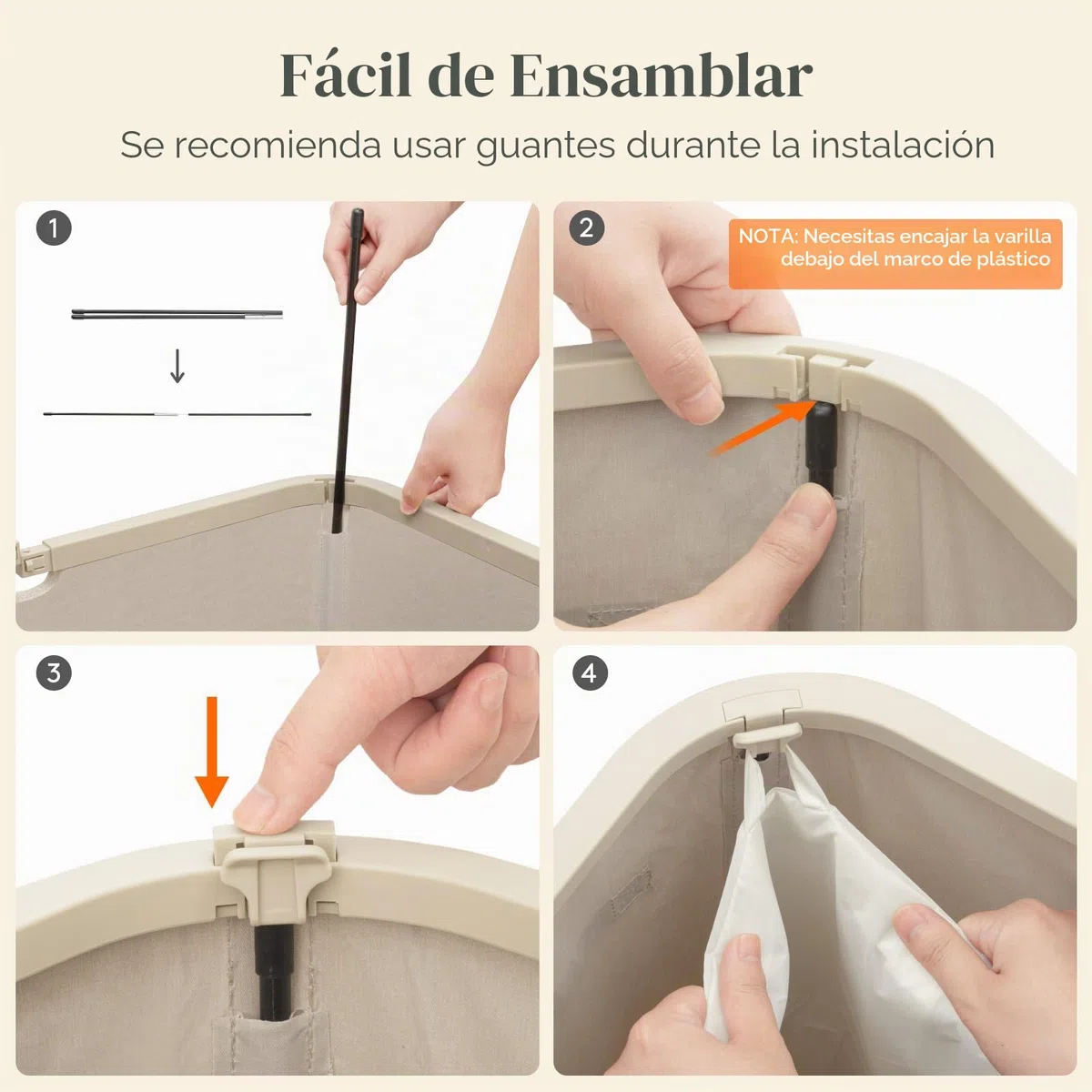 Lifewit Cesto Ropa Sucia de 2 Compartimentos con Tapa, Grande Cesta Ropa Sucia con Bolsas Extraíbles y Asas, Cubo Ropa Sucia para Dormitorio, Lavandería, Baño y Salón, 145L, Beige