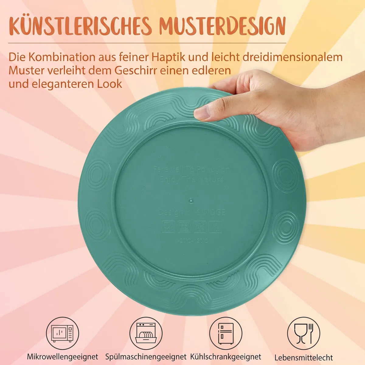 Wrova Juego de vajilla de 40 piezas, platos y cuencos con vaso, juego de platos irrompibles para 8 personas, apto para lavavajillas y microondas, para camping, autocaravanas - verde oscuro