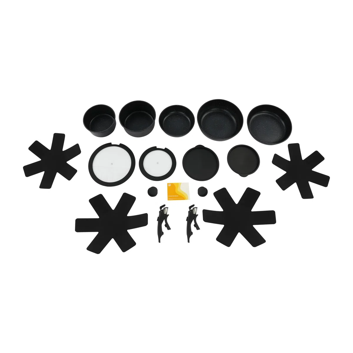 Juego de utensilios de cocina de 15 piezas, antiadherente, juego de ollas y sartenes versátiles con mango extraíble, ollas y sartenes portátiles para cocina (negro)