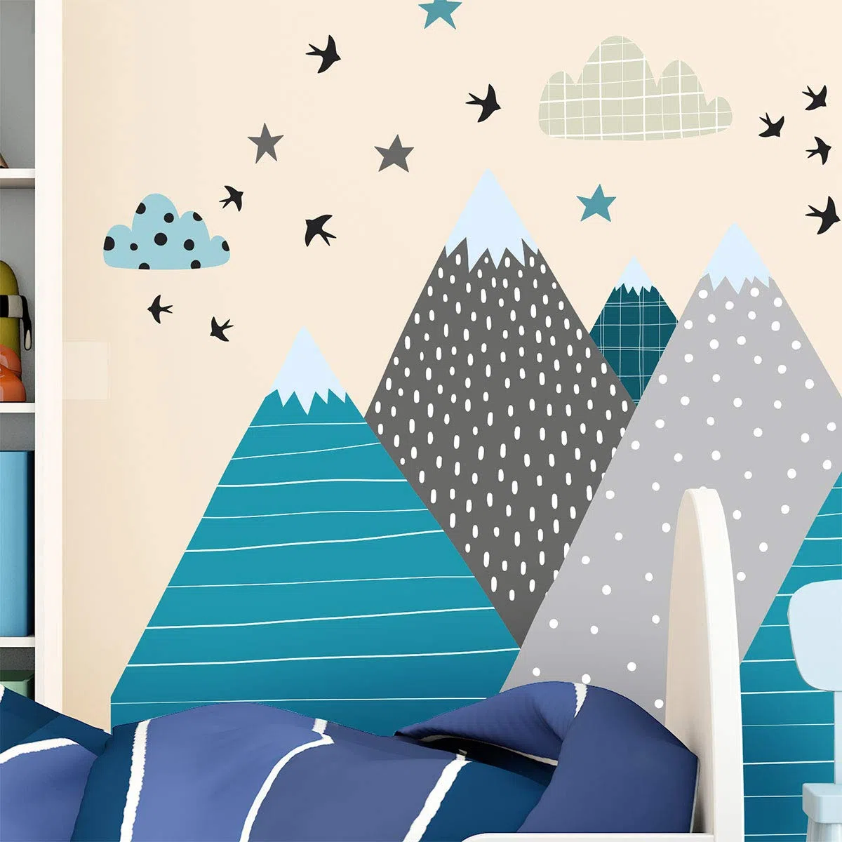Ambiance-Sticker - Adhesivo decorativo para pared, diseño de montañas escandinavas, 55 x 110 cm, 1 unidad