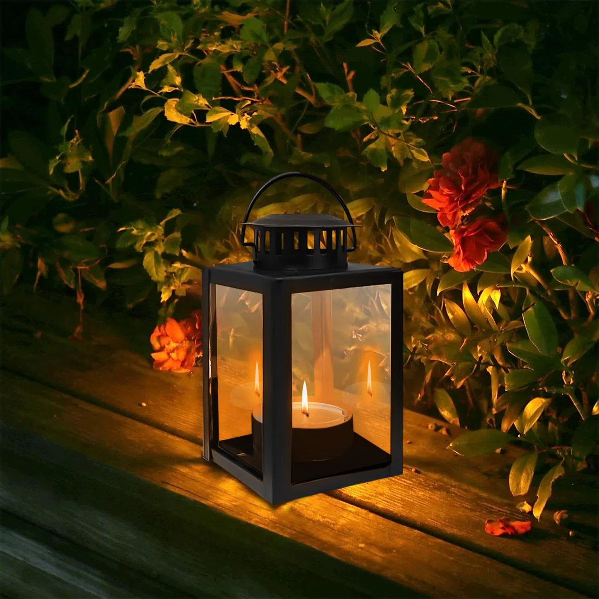 4 farolillos para exteriores, 6 x 10,1 cm, para exteriores, farolillos para velas, farolillos de jardín, farolillos de jardín para portavelas de té, farolillos pequeños de metal para mesa de café