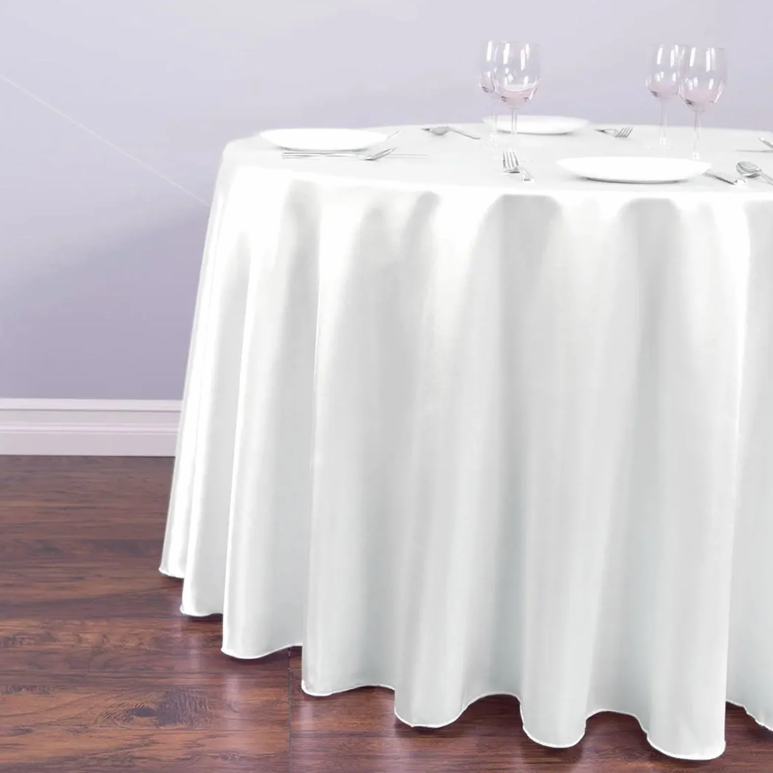 Mantel Redondo Manteles Redondos de satén, Cubierta superpuesta Blanca, Mantel Tela Brillante for Decoraciones Banquete Restaurante, Fiesta Boda(Diameter 335cm)