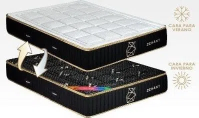Colchón Zenany 90x190 cm – Viscoelástico Reversible Doble Cara Cool Efecto Frío + Camomila, Memory Foam, Turmalina, Grafeno, Infrarrojos, Antiácaros, Hipoalergénico