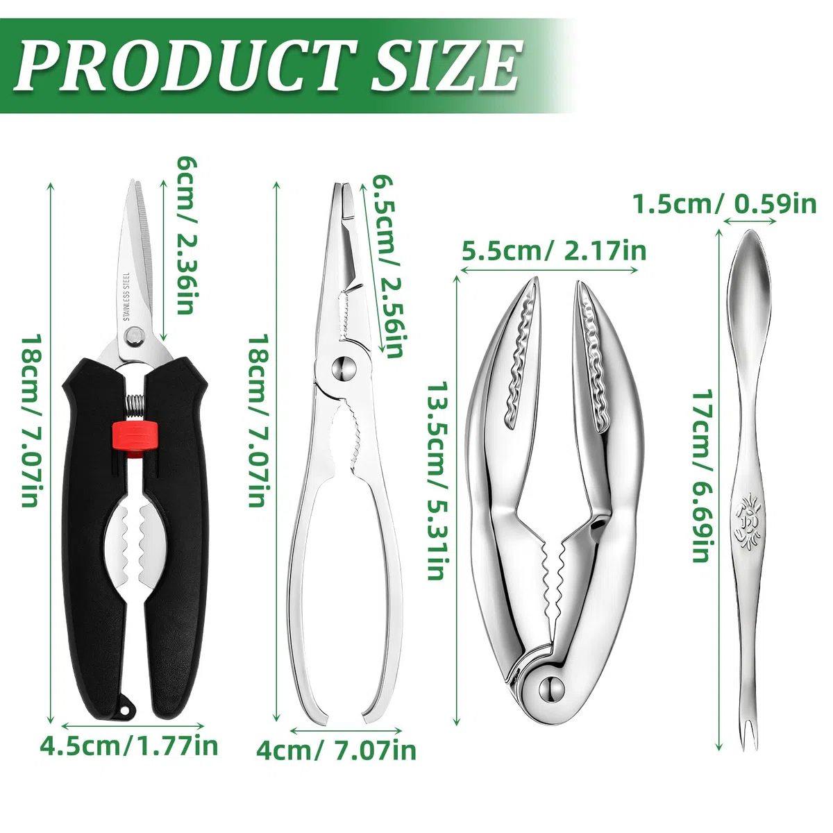 DOITOOL Utensilios para Cangrejo Pelador De Caparazones Abridor De Patas Herramienta para Pinzas Y Colas De Cangrejo Incluye Pelador De Caparazones De Acero Inoxidable Cascanueces