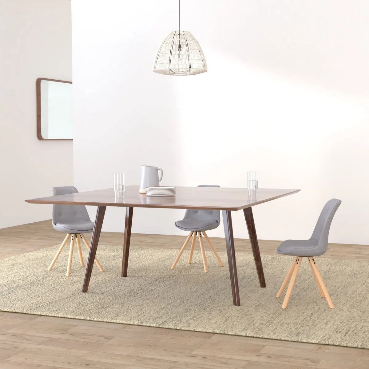 WOLTU Juego de 2 Silla de Comedor,Lino,Gris | Estilo Vintage,Pata de Madera, Maciza con Respaldo