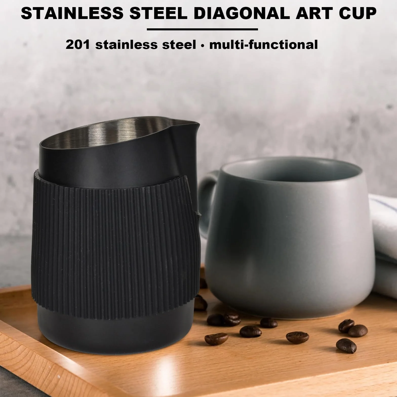 Jarra De Leche De Acero Inoxidable 420ml – Compacta Sin Mango – Barista – Para Capuchino Y Latte Art – Boquilla Afilada