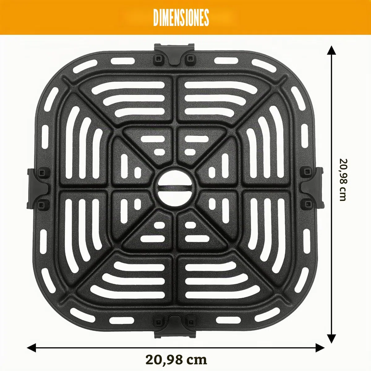 Bandeja para Freidora de Aire COSORI 4,7L CAF-L501, Rejilla de Repuesto Antiadherente 21x21 cm, Placa de Asado con Parachoques de Goma, Accesorios para Air Fryer, Apta para Lavavajillas