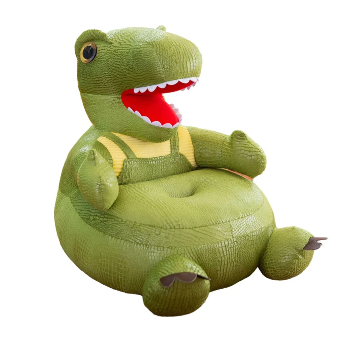 Funda para puf de dinosaurio (sin relleno), lavable a máquina, organizador de almacenamiento de animales de peluche, para niños y niñas, color verde