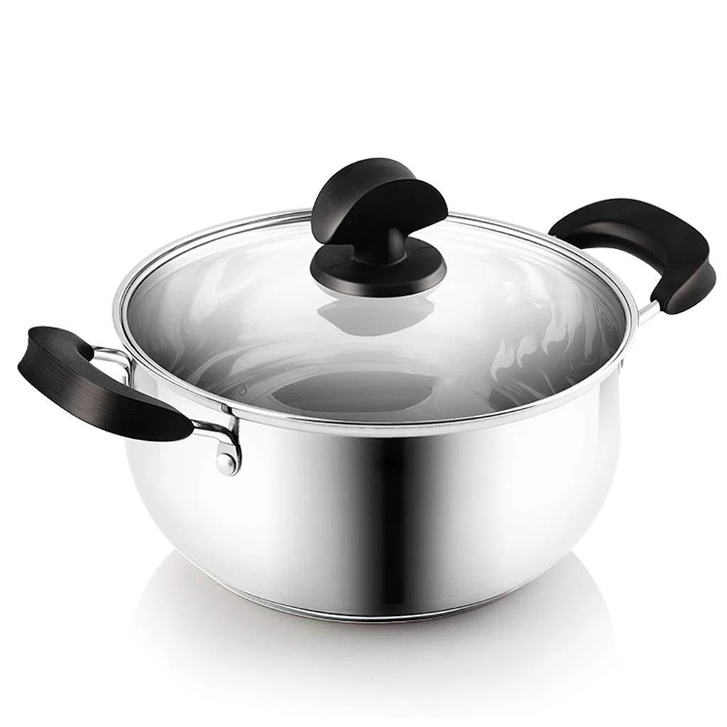Stockpot 304 Sopa de Acero Inoxidable Olla de Gas para Gas de Gas de inducción de inducción Bota de Oreja Caliente Martillo de Orejas Desayuno freír sartén