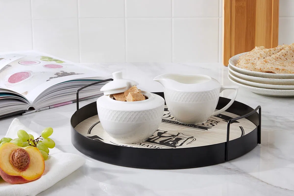 Wilmax | Azucarero + Juego de jarra de leche | 2 piezas | Recipiente para leche y azúcar de porcelana | Blanco | Dispensador de azúcar con tapa | Apto para lavavajillas | Servicio de café para leche,