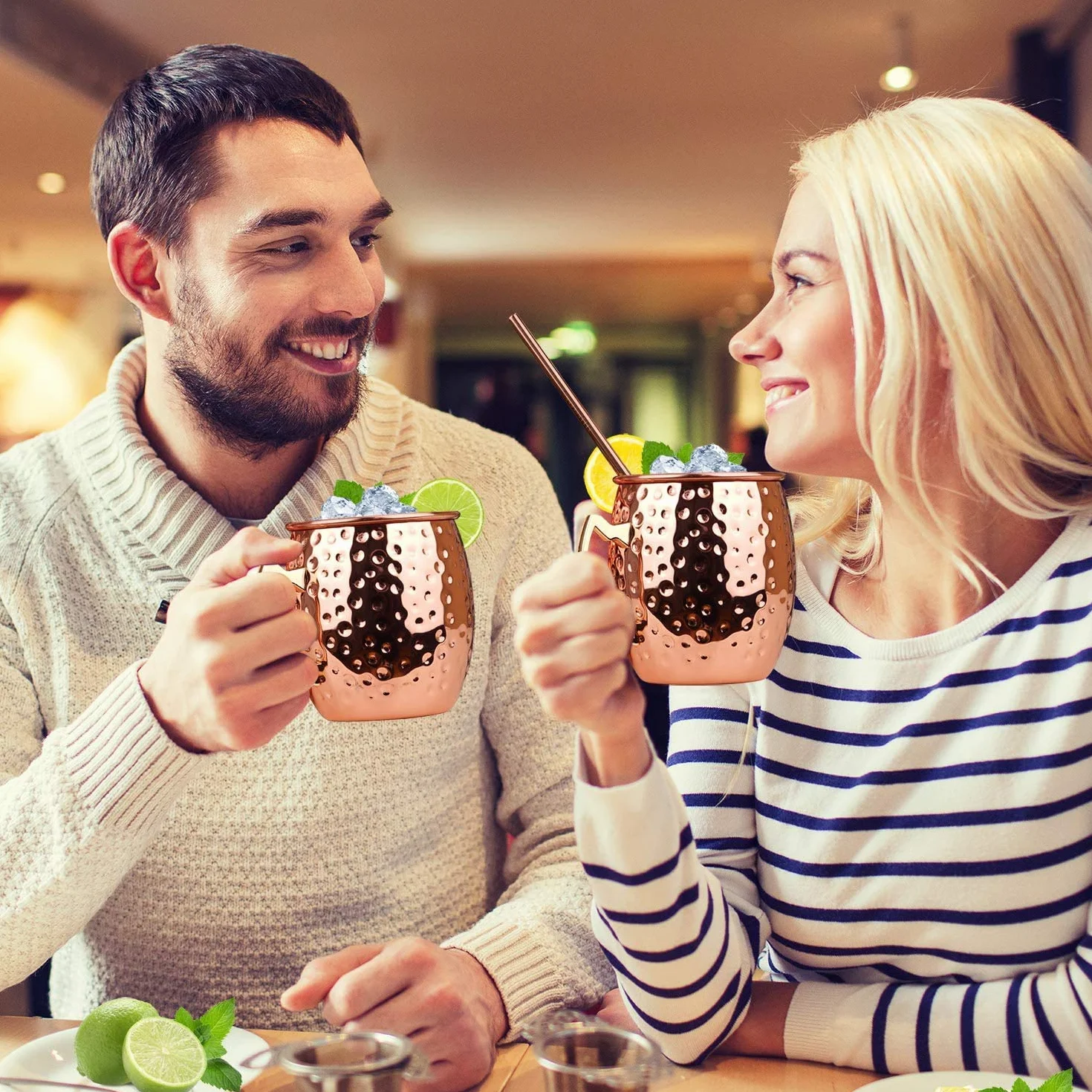 Vaso Moscow Mule Taza Cobre Mug Copa de Cóctel, para Cóctele, Vodka, Bebidas Frías, Hogar, Bar, Fiesta, San Valentín, Día de la Madre y Día del Padre, Cumpleaños, Regalos Caja