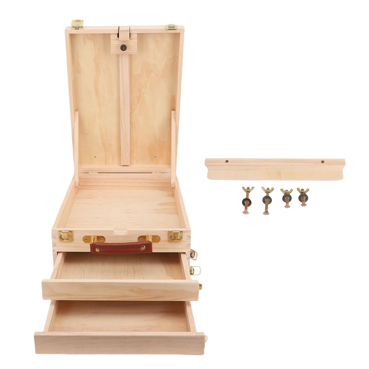 FTVOGUE Caballete en Caja para Bocetos Caballete de Madera para Arte de Madera de Pino con Capacidad para hasta 24 Pulgadas Diseño de Mesa Plegable de Lona con Cajones de Almacenamiento para Pintar