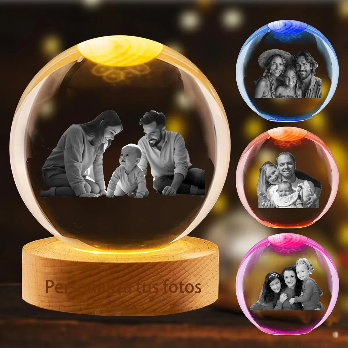 Bolas de Nieve navideñas Personalizadas con Foto, Bolas de Nieve de Cristal con Imagen grabada a láser Personalizada para Regalos Familiares de Navida (Bola de Nieve Personalizada 3)
