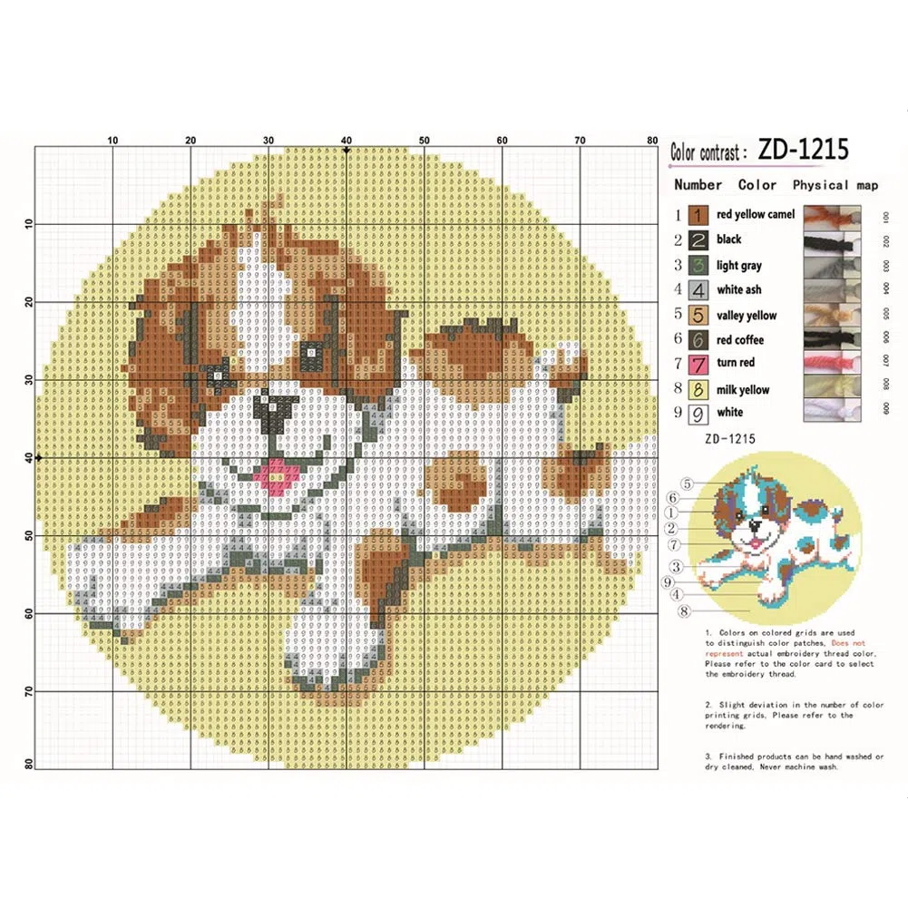 AYYDS Kit de alfombra de punto de cruz para niños y adultos, 50 cm, perros A, no plegable