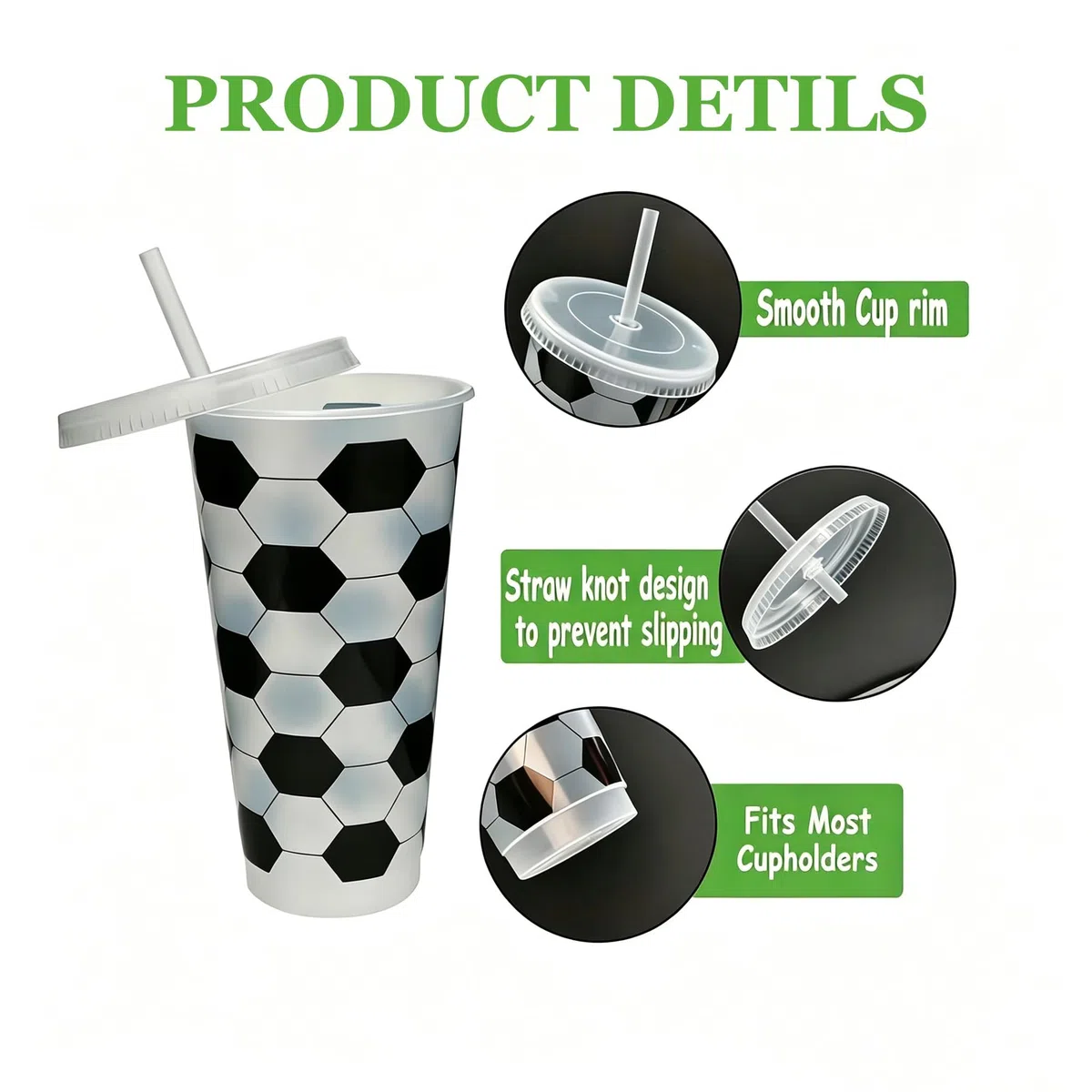 Yuragim Juego de 12 vasos de plástico reutilizables de 710 ml con tapa y pajita, vasos de plástico reutilizables para fiestas, adultos y niños