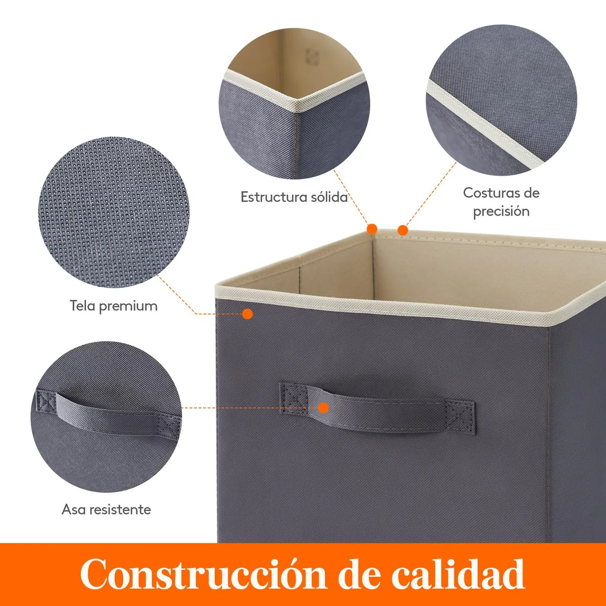 Lifewit Juego de 10 Cubos de almacenamiento plegables, Cestas de Almacenamiento de Tela, Cajas de Almacenamiento con asas, Organizadores para ropa, Juguetes, 26,5 x 26,5 x 28 cm, 18 L, Gris