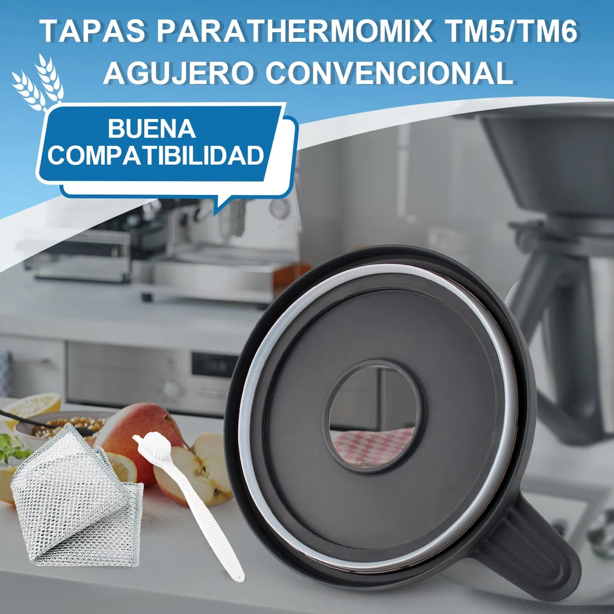 Tapa para Thermomix TM5 Tapa Incluye Junta de Silicona Tapa para Olla Robot de Cocina Meister para Thermomix TM6 Buen Efecto de Sellado Incluye Paño de Cocina y Cepillo de Limpieza XX