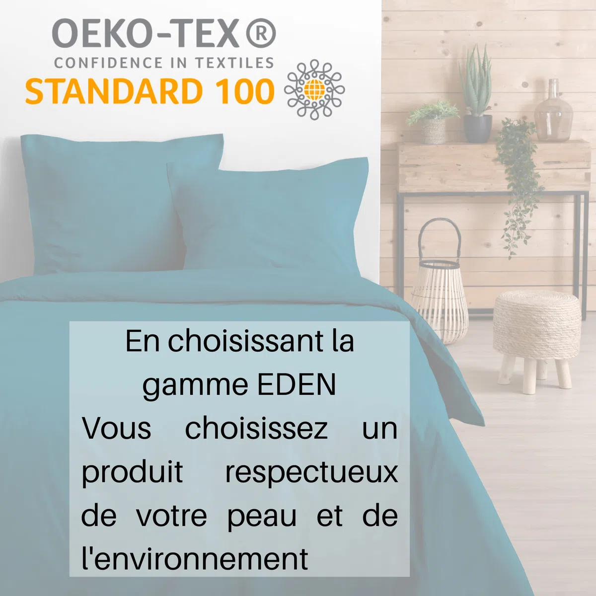 Lovely Casa - Funda nórdica de 200 x 200 cm - 100% algodón Certificado Oeko-Tex - Color petróleo - Modelo Eden - Suave y Confortable - Ideal para Cama de Matrimonio estándar - Unisex