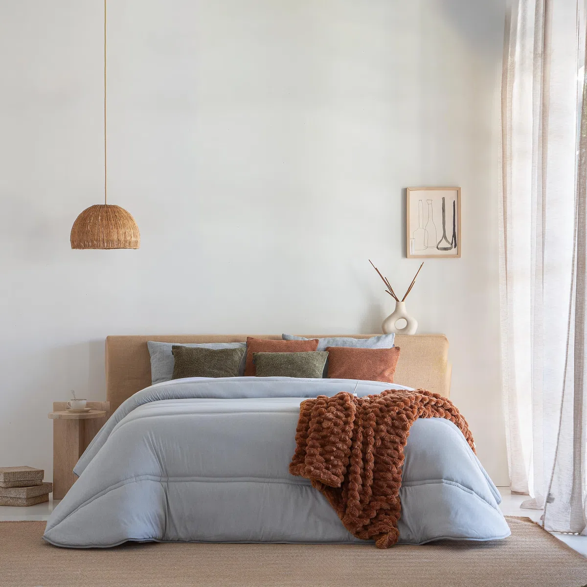 Antilo - Edredón Nórdico Lara Gris para Cama de 150 - Conforter Acolchado de Rayas con Relleno 300 g/m², Tacto Pluma, Calor y Confort para Noches Frías