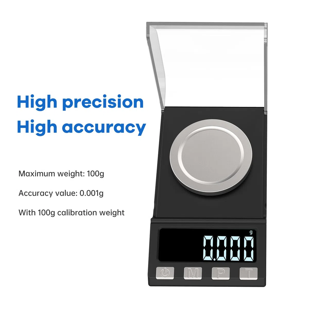 Báscula digital de miligramos de 100 g/0,001 g, recargable, báscula portátil de alta precisión, báscula de polvo, microescala para medicina en polvo, oro, gema, recarga, peso de calibración