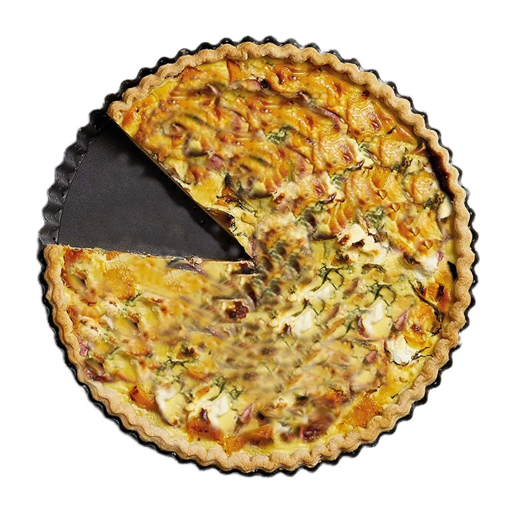 HAKZEON - Juego de 3 Moldes de Tarta de Quiche, 10 Pulgadas Pan Molde Redondas, con Antiadherente Base Desmontable para Crear Pasteles y Tartas de Frutas