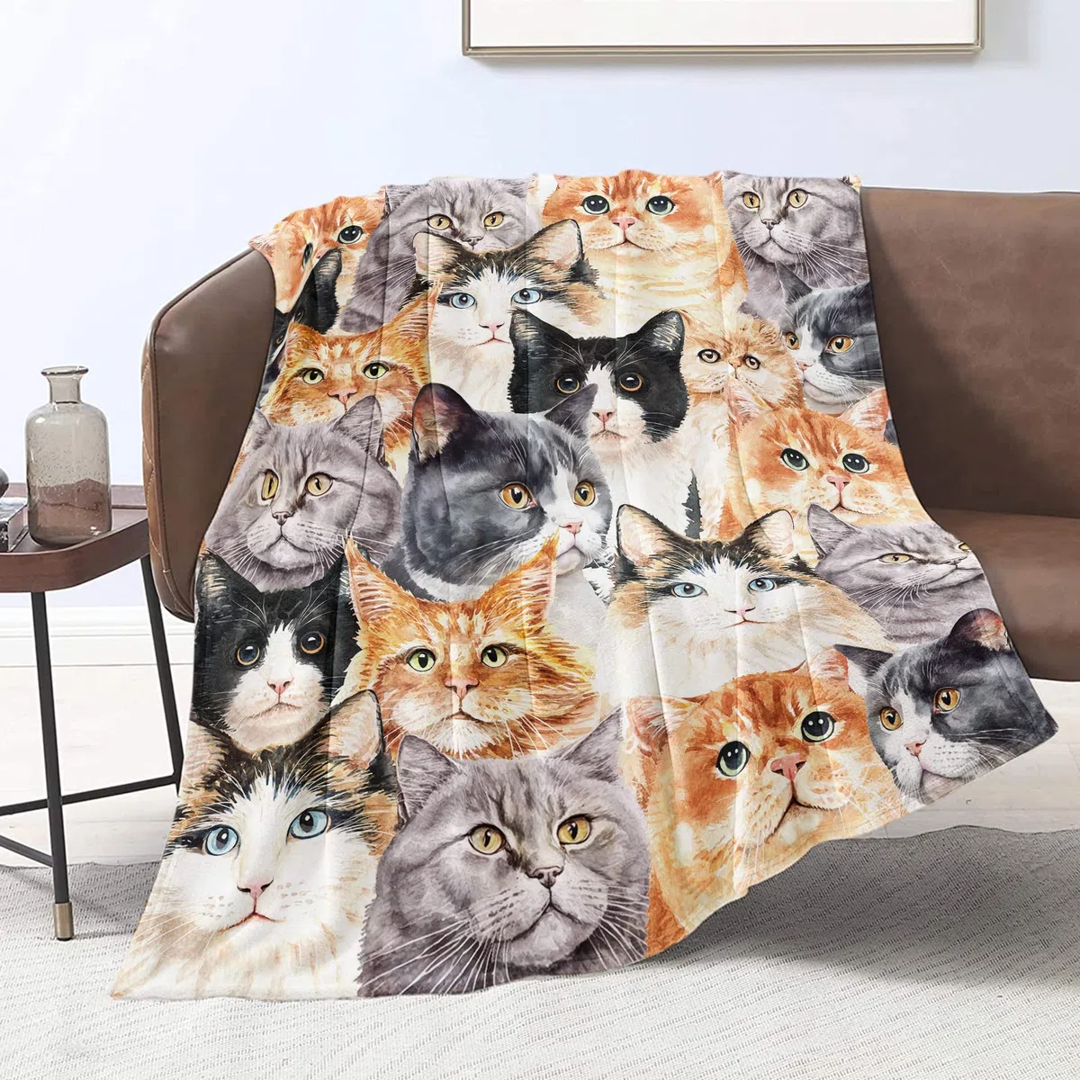 Domgoge Manta de acurrucarse con gato, manta para niños y niñas, manta de franela polar con lindo gato para amantes de los gatos, manta de felpa gato regalo, mantas mullidas sofá cama