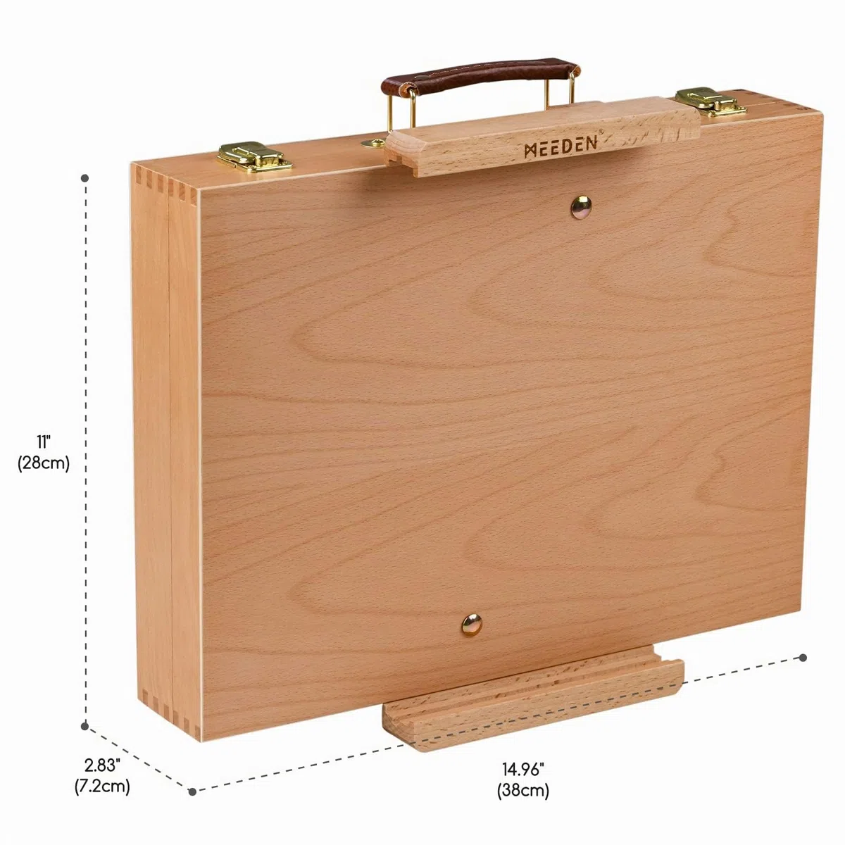 MEEDEN Caballete de mesa, caja de madera maciza de haya para almacenar suministros de arte, pinturas, caballete de arte para artistas, pintura para principiantes, sostiene lienzos de hasta 28''.