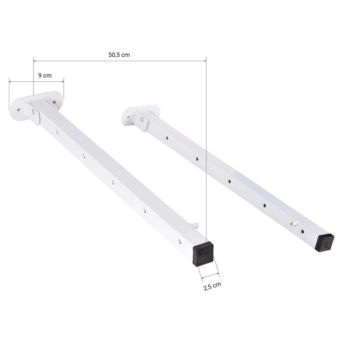Cofan Tendedero de Pared abatible | Juego de 2 Soportes | Aplicación hasta 150 cm | Incluye Tornillos y Tacos | Longitud: 50,5 cm