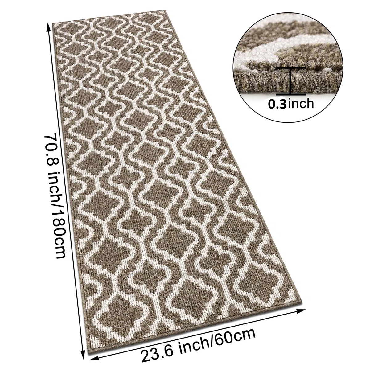 SHACOS Alfombra Pasillo Largo 60x180cm Alfombra Entrada Casa Interior Alfombra Cocina Lavable Antideslizante Absorbente Felpudo Pasillo Tapete Suave para Cocina, Pasillo, Entrada, Lavadero