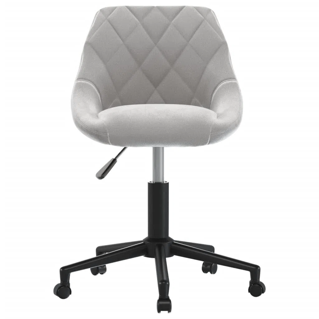 Silla de oficina giratoria gris claro terciopelo con altura regulable 46 x 44 x 67,5 – 79 cm ergonómica, para oficina en casa con ruedas y base de metal estable, asiento cómodo para trabajar y jugar