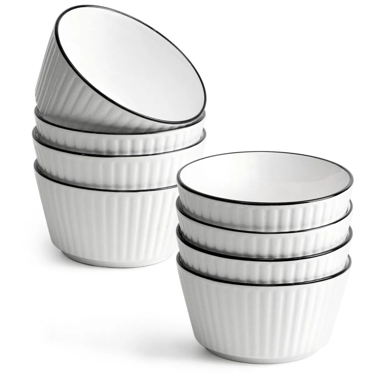 NUTRIUPS 4.5'' Juegos de 8 Cuencos, 350 ml Juego de Cuencos Cerámica, Boles de Postre, de Aperitivos