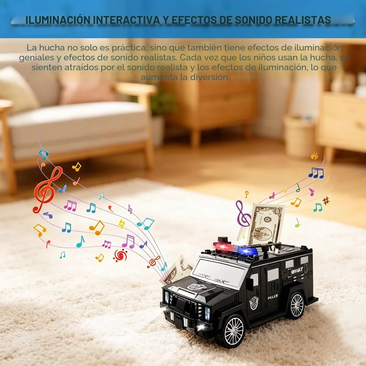 Vegena - Hucha electrónica para niños y niños (camión blindado, hucha mágica, con cerradura de código, tarjeta bancaria, alarma antirobo y efectos de sonido