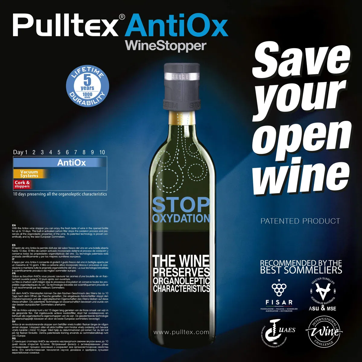 Pulltex Tapon Vino Antiox