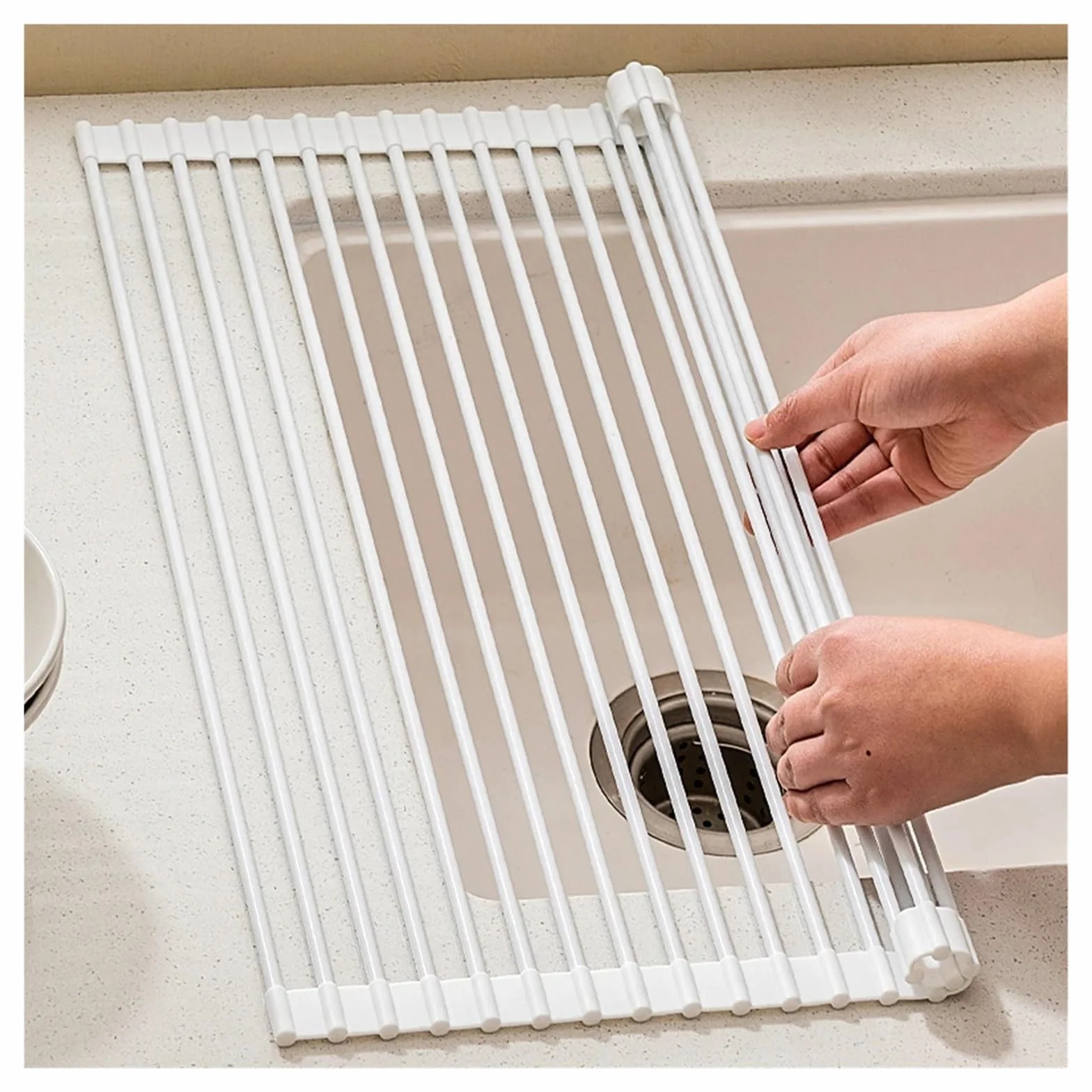 escurridor de platos plegable silicona Escurridor de platos plegable for cocina, rejilla secado enrollable silicona, escurridor fregadero que ahorra espacio, multiusos, herramientas(33*52cm)